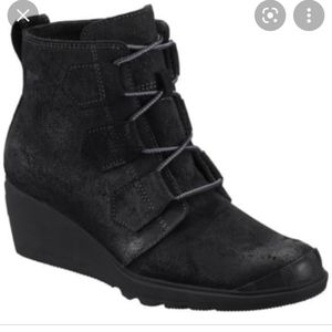 Sorel Toronto Oil Suede Leather Wedge Boot Black Size 8
